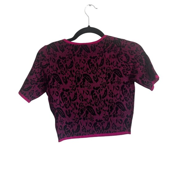 Lucy & Co Hot Pink and Black Print Crop Top - Picture 2 of 2